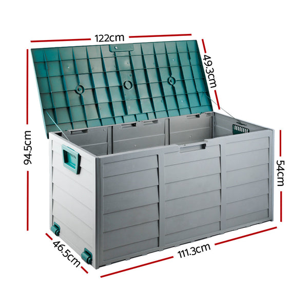Gardeon Outdoor Storage Box 290L Lockable Organiser Garden Deck Shed Tool Green Storage Deck Boxes