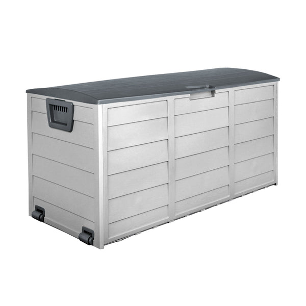 Gardeon Outdoor Storage Box 290L Lockable Organiser Garden Deck Shed Tool Grey Storage Deck Boxes