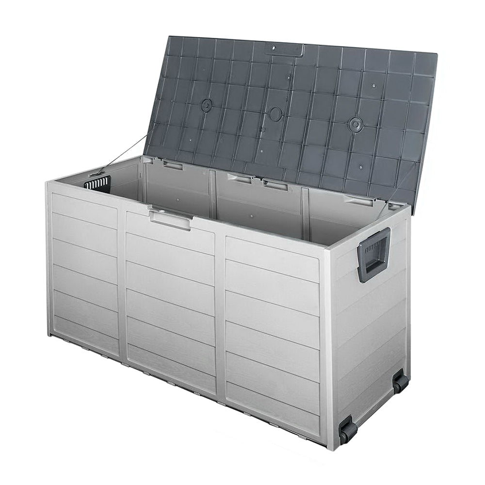 Gardeon Outdoor Storage Box 290L Lockable Organiser Garden Deck Shed Tool Grey Storage Deck Boxes