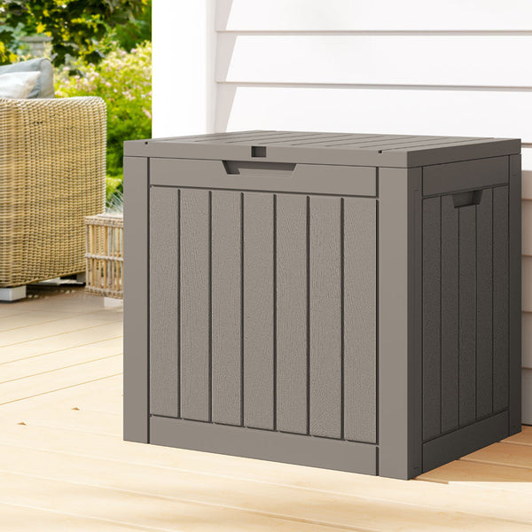 Gardeon Outdoor Storage Box 118L Container Lockable Garden Toy Tool Shed Grey Storage Deck Boxes