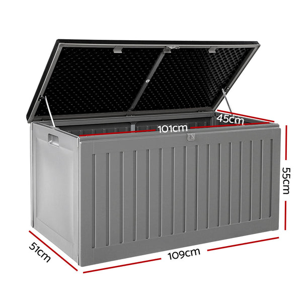 Gardeon Outdoor Storage Box 270L Container Lockable Garden Bench Tool Shed Grey Storage Deck Boxes