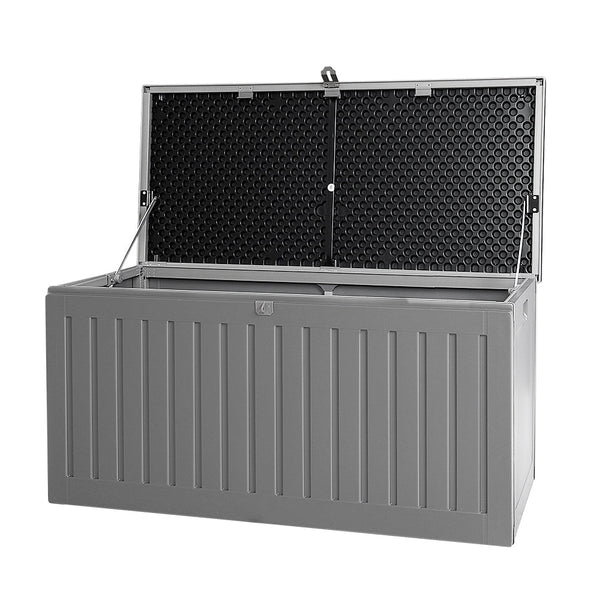 Gardeon Outdoor Storage Box 270L Container Lockable Garden Bench Tool Shed Grey Storage Deck Boxes