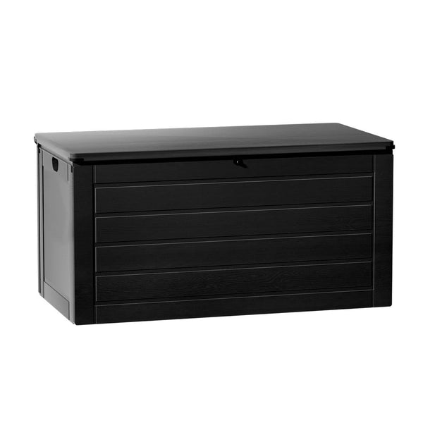 Gardeon Outdoor Storage Box 680L Container Lockable Garden Bench Shed Tool All Black Storage Deck Boxes