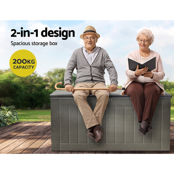 Gardeon Outdoor Storage Box 830L Container Lockable Garden Bench Tool Shed Black Storage Deck Boxes