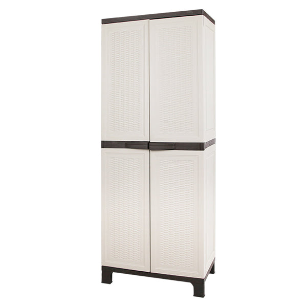 Gardeon Outdoor Storage Cabinet Box 173Cm Lockable Cupboard Sheds Adjustable Rattan Beige Storage Deck Boxes
