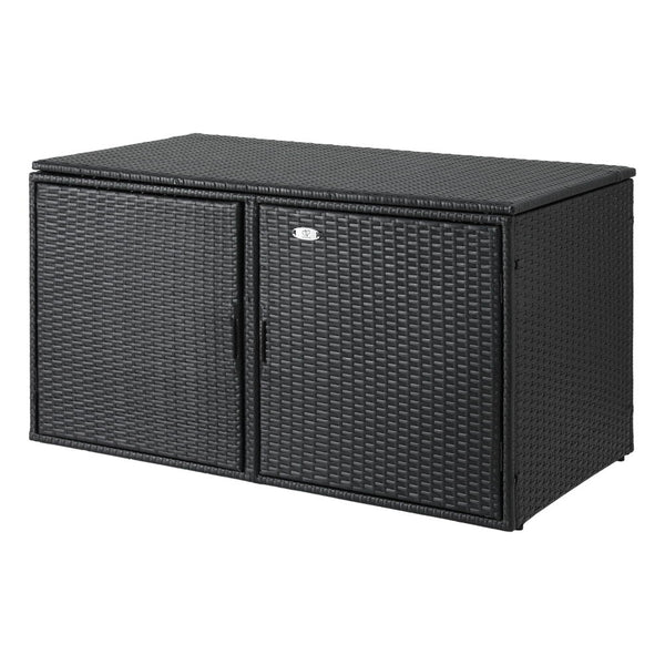 Gardeon Outdoor Storage Cabinet Box Deck Wicker Shelf Chest Garden Shed Tools Black Storage Deck Boxes