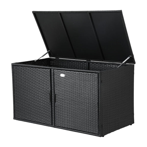 Gardeon Outdoor Storage Cabinet Box Deck Wicker Shelf Chest Garden Shed Tools Black Storage Deck Boxes