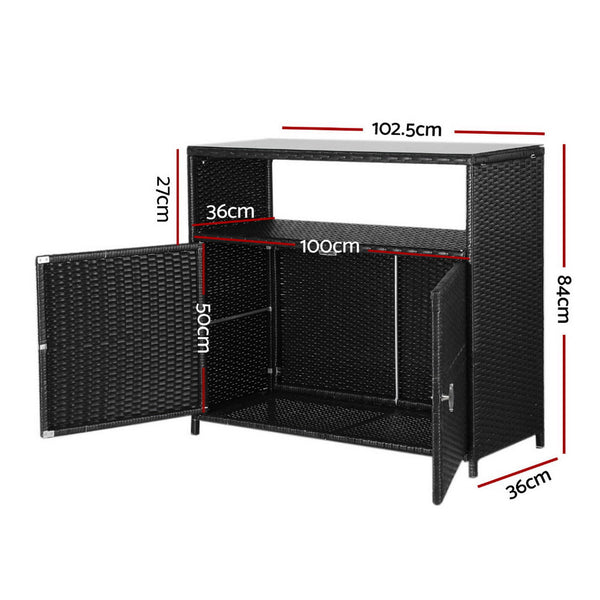 Gardeon Outdoor Storage Cabinet Box Garage Wicker Shed Tools Shelf Chest Garden Storage Deck Boxes