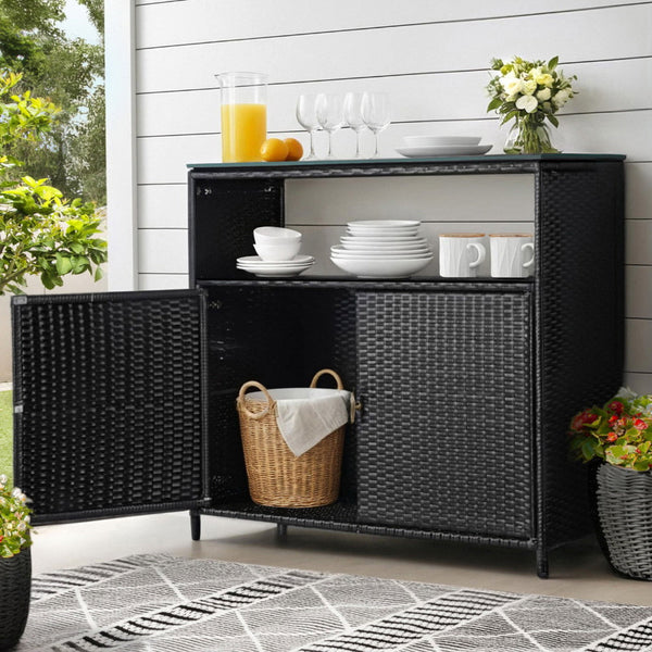 Gardeon Outdoor Storage Cabinet Box Garage Wicker Shed Tools Shelf Chest Garden Storage Deck Boxes