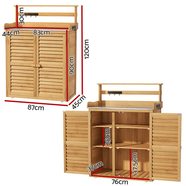 Gardeon Outdoor Storage Cabinet Box Potting Bench Table Shelf Chest Garden Shed Storage Deck Boxes
