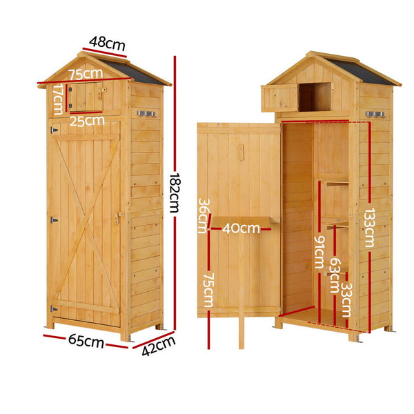 Gardeon Outdoor Storage Cabinet Cupboard Folding Table Tool Organizer Shed Adjustable Storage Deck Boxes