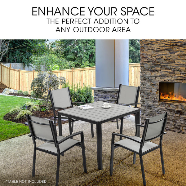 Fortia 4Pc Outdoor Dining Chair Set Furniture Outside Patio Chairs