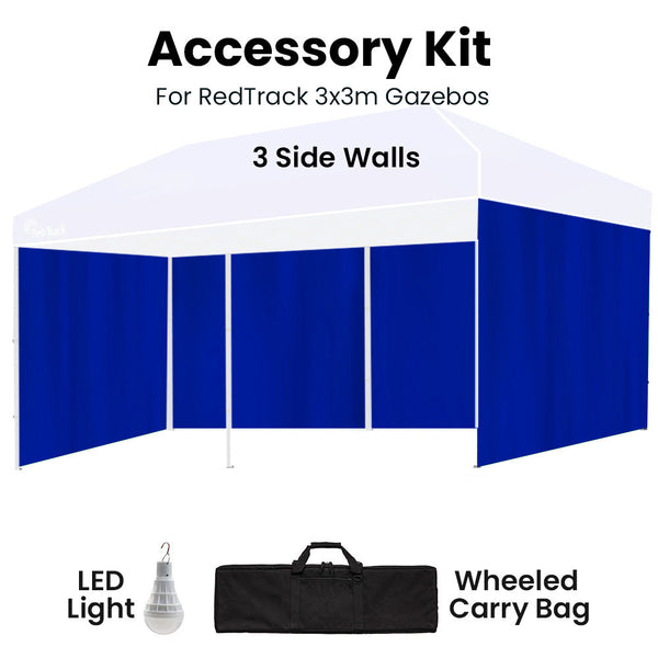 Red Track Accessory Pack For 6X3m Navy Blue Gazebo Includes Walls Wheeled Carry Bag Rechargeable Usb Lamp Gazebos & Pergolas