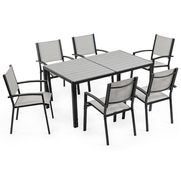 Fortia 7Pc Outdoor Dining Furniture Set Table And Chairs Setting Outside Outdoor Dining Sets