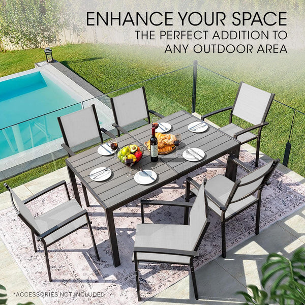 Fortia 7Pc Outdoor Dining Furniture Set Table And Chairs Setting Outside Outdoor Dining Sets