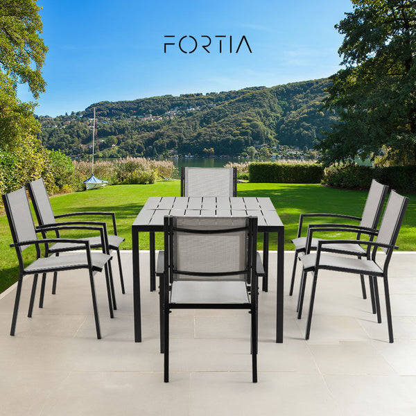 Fortia 7Pc Outdoor Dining Furniture Set Table And Chairs Setting Outside Outdoor Dining Sets