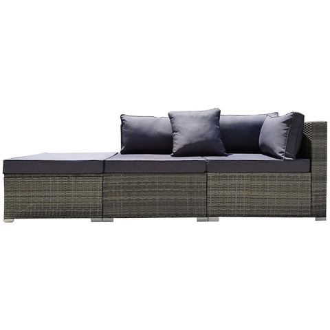 Rattan 3 Seater Modular Outdoor Lounge Setting Incl. Grey Patio Furniture Sets