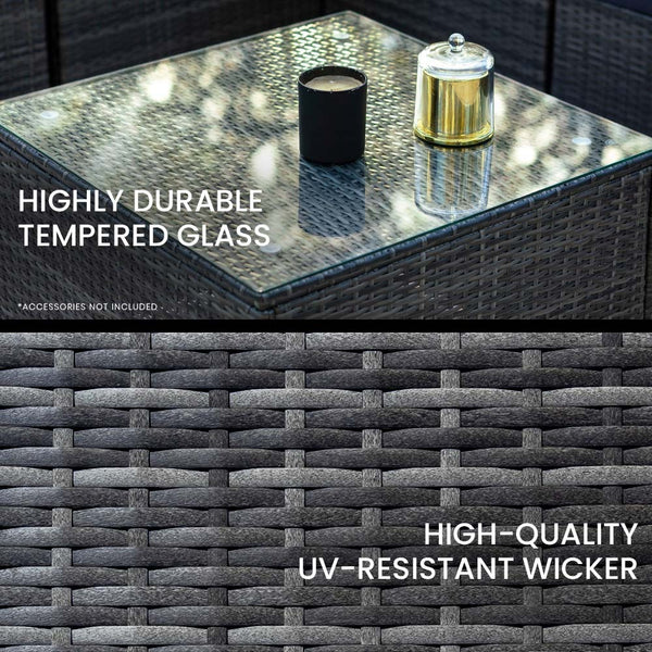 Rattan 4 Piece 3 Seater Modular Outdoor Lounge Setting Incl. Coffee Table Grey Loungers