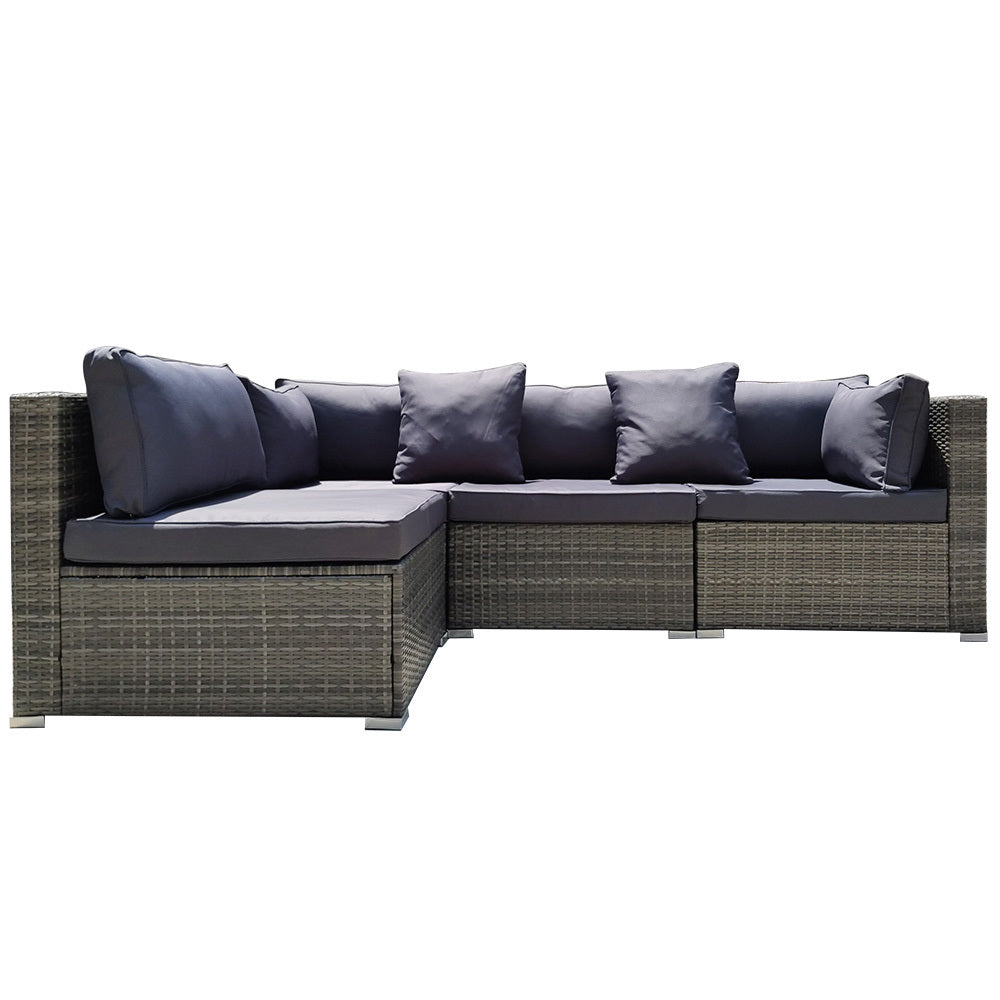 Rattan 4 Seater Modular Outdoor Lounge Sofa Setting Grey Patio Furniture Sets