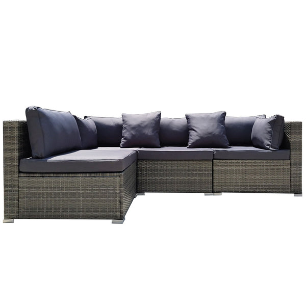 Rattan 4 Seater Modular Outdoor Lounge Sofa Setting Grey Patio Furniture Sets