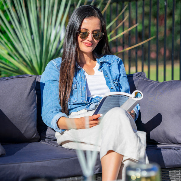 Rattan 5 Seater Modular Outdoor Lounge Setting With Coffee Table Grey Patio Furniture Sets