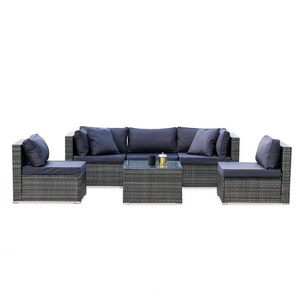 Rattan 5 Seater Modular Outdoor Lounge Setting With Coffee Table Grey Patio Furniture Sets