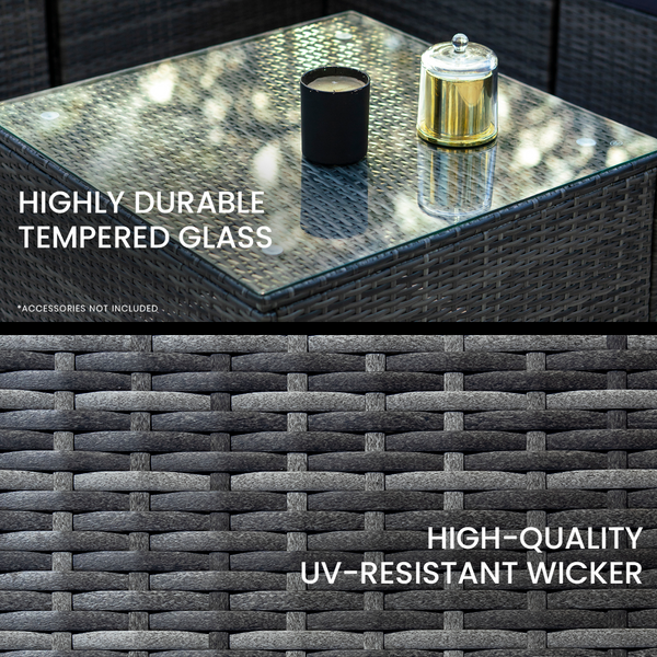 Rattan 5 Seater Modular Outdoor Lounge Setting With Coffee Table Grey Patio Furniture Sets