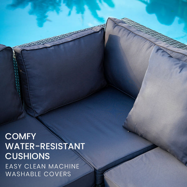 Rattan 5 Seater Modular Outdoor Setting Lounge With Coffee Table Grey Patio Furniture Sets