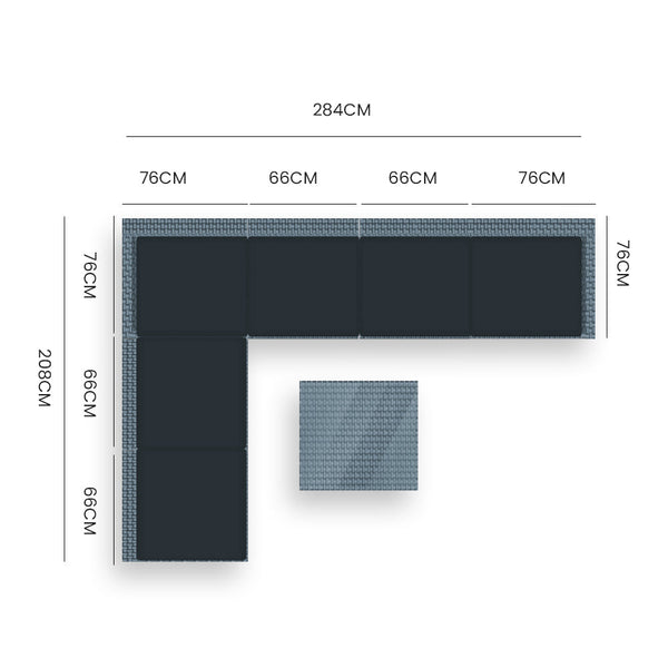Rattan 7 Piece 6 Seater Modular Outdoor Lounge Setting With Coffee Table Grey Patio Furniture Sets