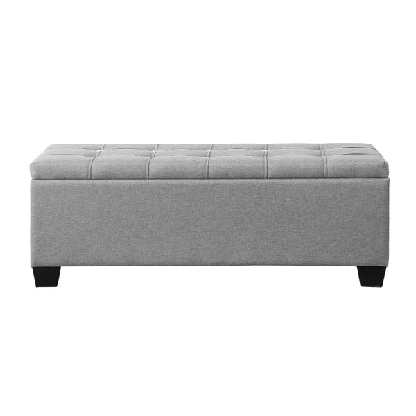 Artiss Storage Ottoman Blanket Box 97Cm Button Linen Grey Ottomans Footstools & Poufs