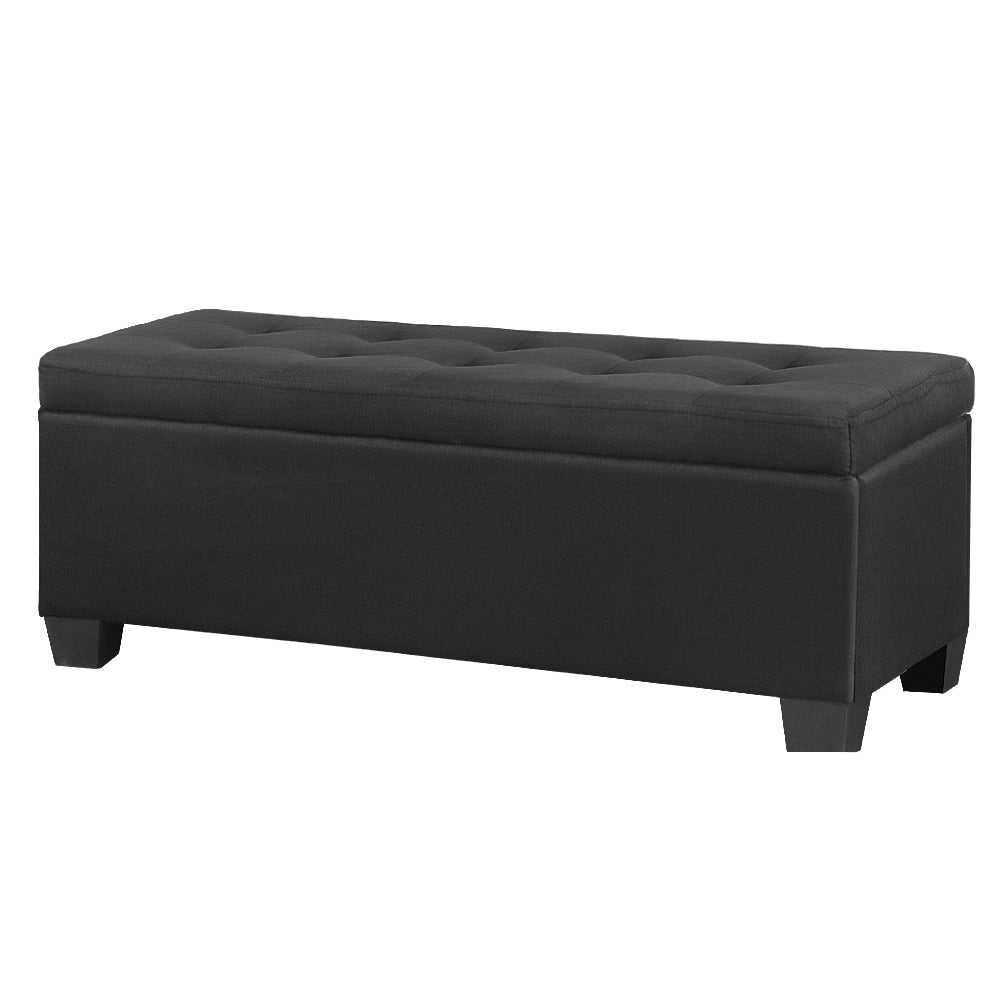 Artiss Storage Ottoman Blanket Box 97Cm Linen Black Ottomans Footstools & Poufs