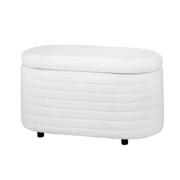 Artiss Storage Ottoman Blanket Box 87Cm Boucle Fabric Oval Blanket Boxes