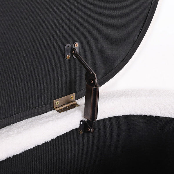 Artiss Storage Ottoman Blanket Box 87Cm Boucle Fabric Oval Blanket Boxes