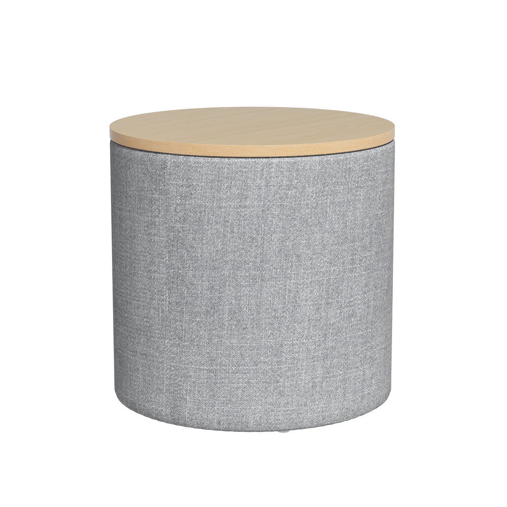 Artiss Storage Blanket Box 40Cm Linen Round Grey Blanket Boxes