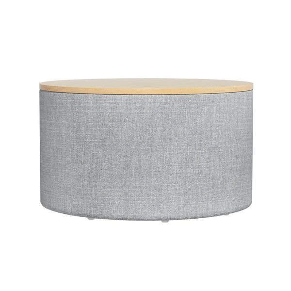Blanket Boxes Artiss Storage Ottoman Blanket Box 60Cm Linen Round Grey