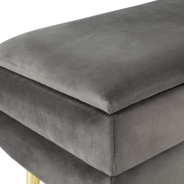 Artiss Storage Foot Stool Velvet Grey Ottomans Footstools & Poufs