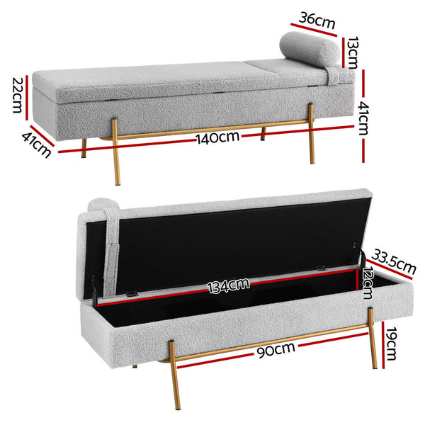 Artiss Storage Ottoman Bed 140Cm Pillow Foot Stool Ottomans Footstools & Poufs