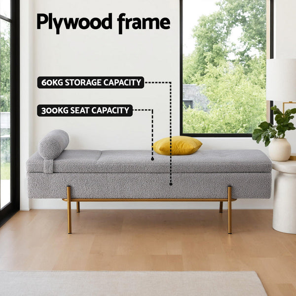 Artiss Storage Ottoman Bed 140Cm Pillow Foot Stool Ottomans Footstools & Poufs