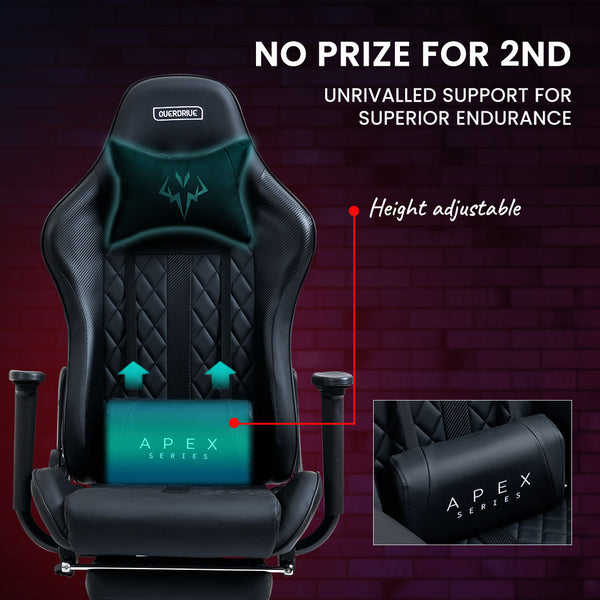 Overdrive Apex Series Reclining Gaming Ergonomic Office Chair With Footrest Black Office Chairs