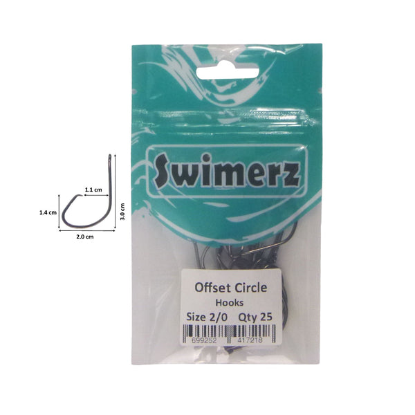 Swimerz 2/0 Offset Circle Hook Black Nickel Qty 25 Hooks