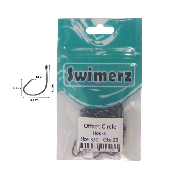 Swimerz 3/0 Offset Circle Hook Black Nickel Qty 25 Hooks