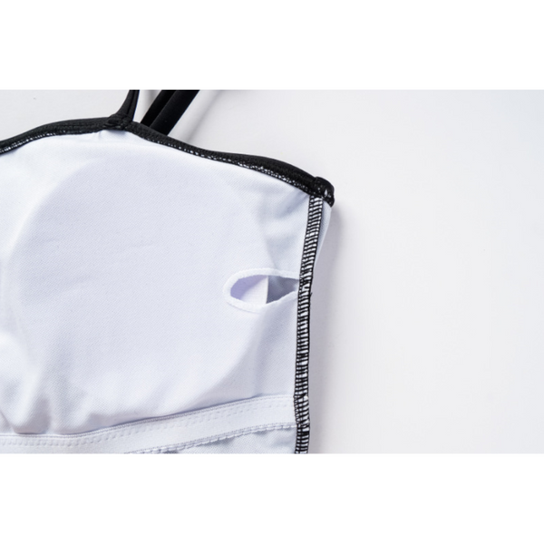 One Piece Bow Decoration Sweet Girl Black And White Contrasting Swimsuit Female Swimwear