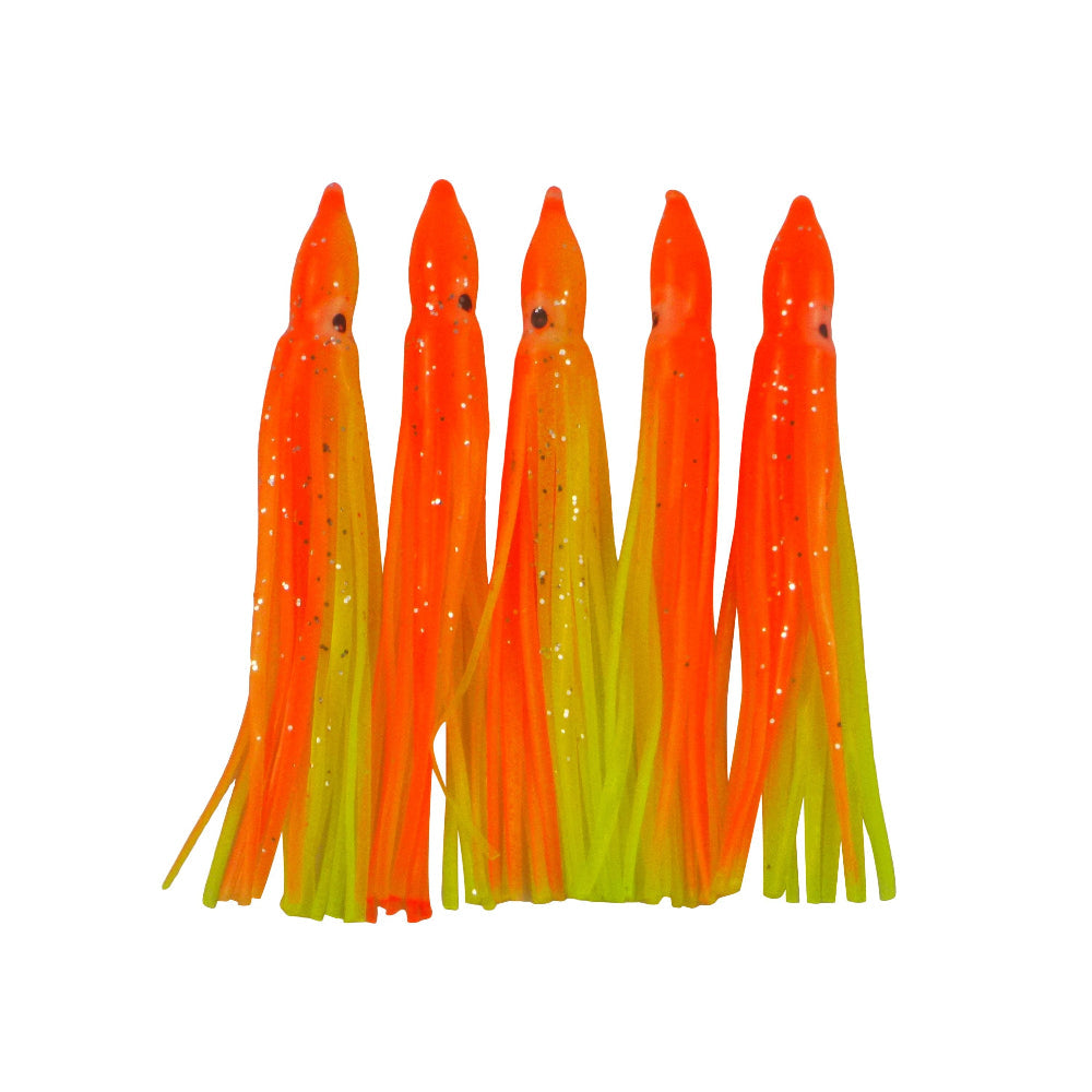 Swimerz Octopus Skirts 100Mm Orange Fire 5 Pack Baits & Lures