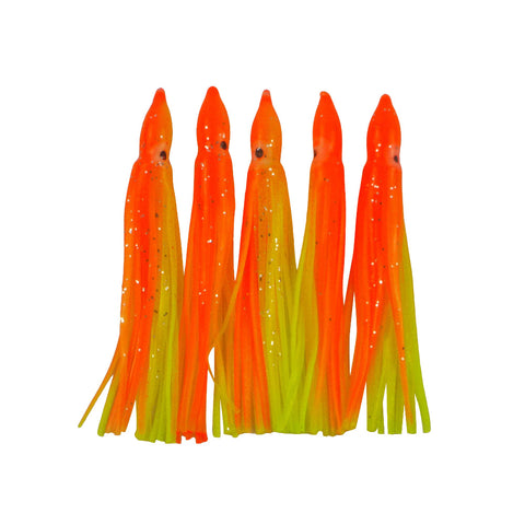 Swimerz Octopus Skirts 100Mm Orange Fire 5 Pack Baits & Lures
