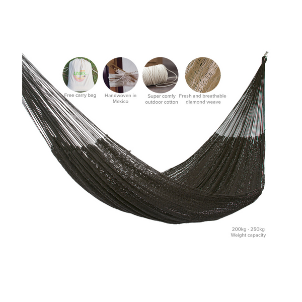 Outdoor Undercover Cotton Mayan Legacy Hammock King Size Black Hammocks
