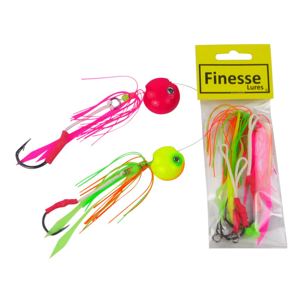 Finesse Kabura Slider Jig Head 60Gm Lime Spider 2 Pack Baits & Lures