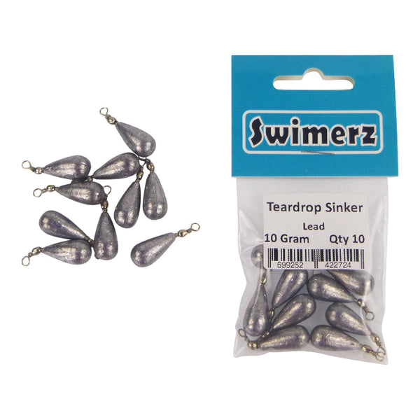 Swimerz 10Gm Teardrop Sinker Lead Pack Sinkers & Weights