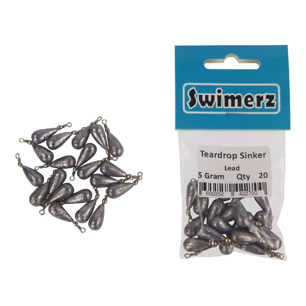 Swimerz 5Gm Teardrop Sinker Lead 20 Pack Sinkers & Weights