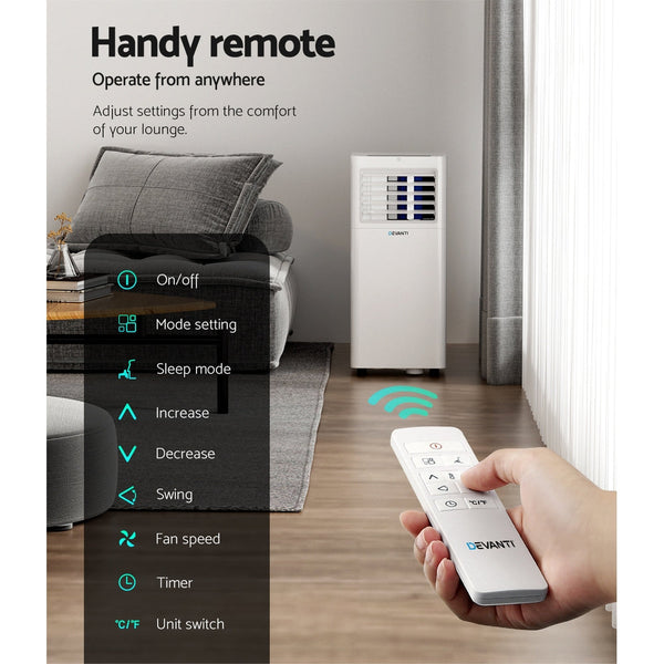 Devanti Portable Air Conditioner 7000Btu Cooling Mobile Fan Cooler Dehumidifier Portable Air Conditioners