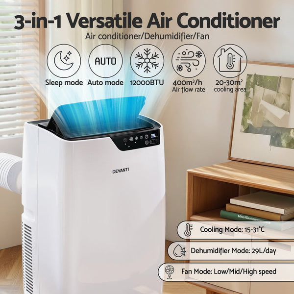 Devanti Portable Air Conditioner Dehumidifier Fan 12000Btu Portable Air Conditioners